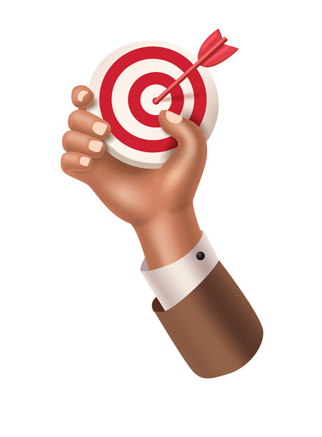 西装手持带箭靶心目标 商业3D插画图片下载