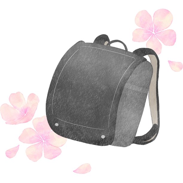 水彩风格的日式小学生书包插画图片下载