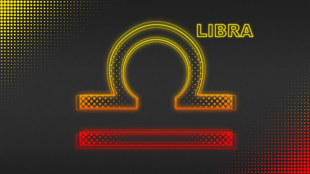 霓虹火焰马 天秤座 生肖 轮廓 未来感发光 半调插画图片下载