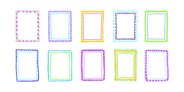 手绘铅笔画框，儿童画，照片集图片下载