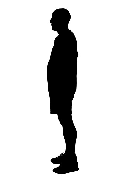 穿着短裤、T恤和运动鞋的男子的侧影剪影图片下载