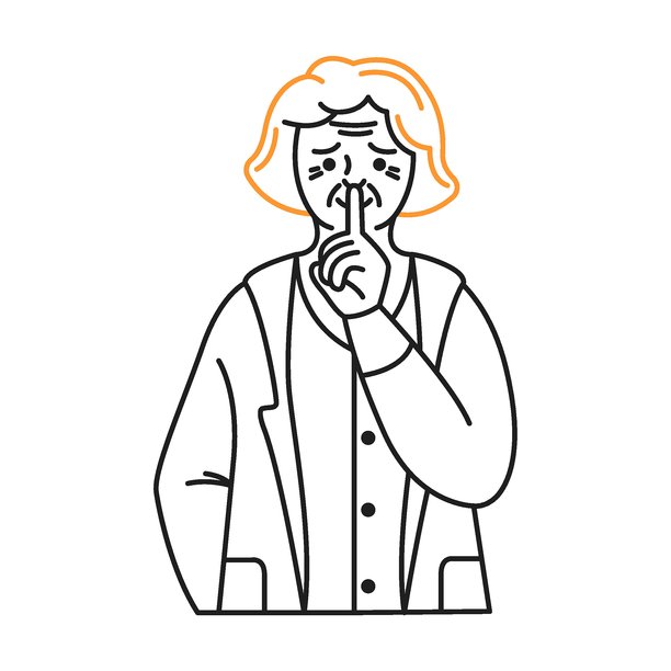 老年人示意安静的简约插画图片下载