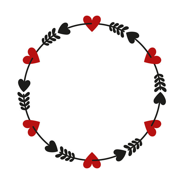被箭射穿的爱心圆形画框。彩色剪影。正面视图。矢量简约扁平化图形插画。孤立在白色背景上的对象。图片下载