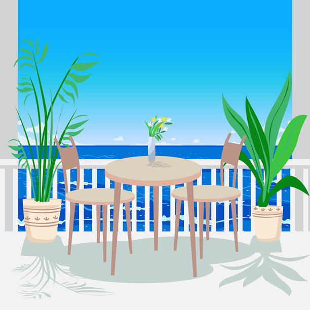 海边的餐厅里的餐桌图片下载