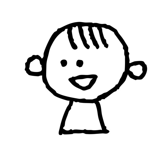 手绘笑脸插画，可爱的孩子侧脸，简约线条艺术风格图片下载