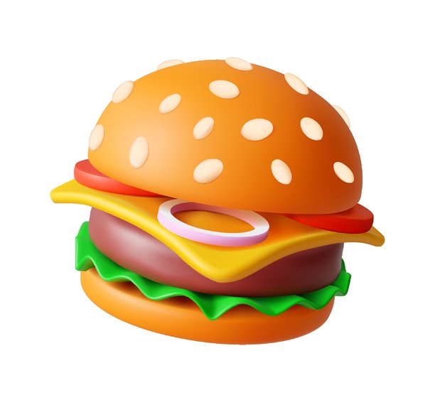 色彩鲜艳的3D汉堡插画图片下载