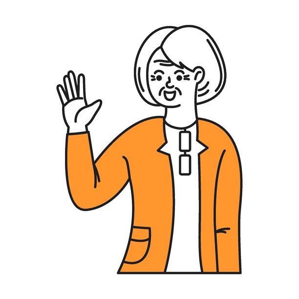 一位年长女性挥手致意图片下载