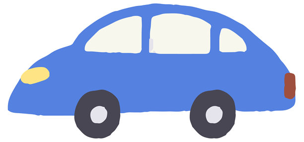 手绘的蓝色汽车插画图片下载