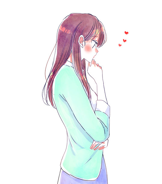 一位美丽的女士正在思考的插画图片下载