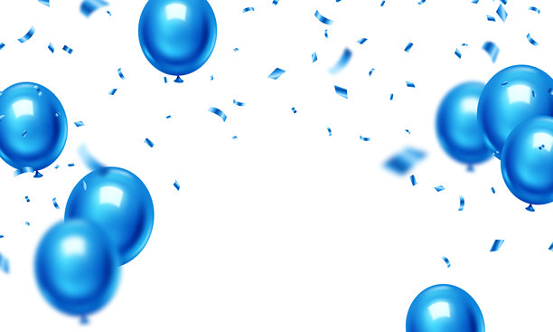 精美的蓝色3D气球插画横幅背景模板。图片下载