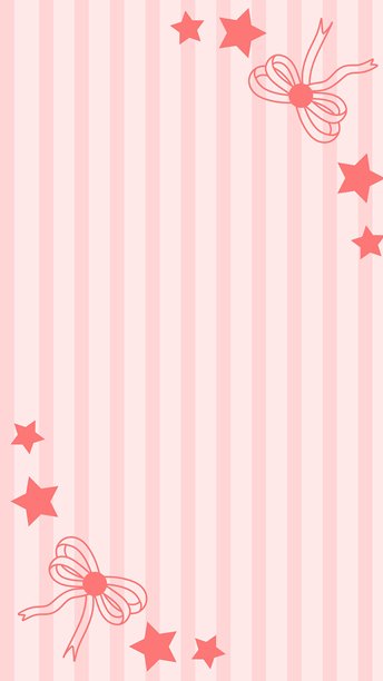 条纹背景上带有蝴蝶结装饰的可爱粉色壁纸插画图片下载