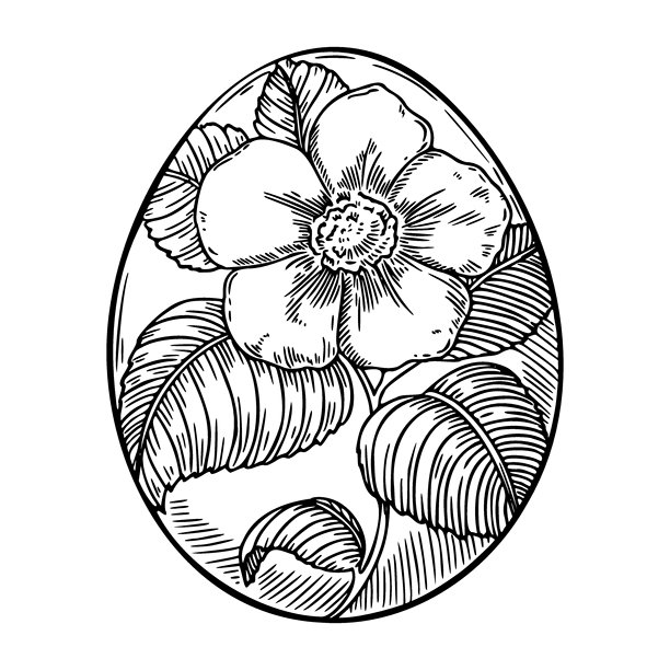 复活节彩蛋手绘花卉素描。复古花卉贝壳矢量线条插画。用于春季节日贺卡设计。非常适合基督教宗教和农场主题海报。图片下载