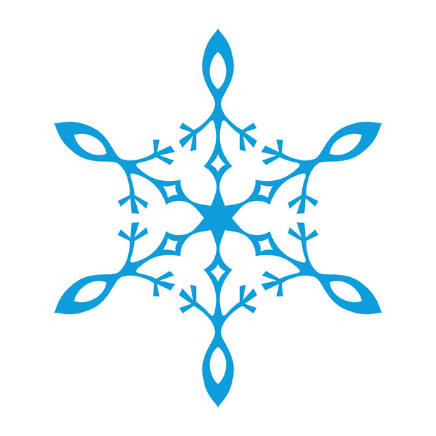 蓝色的雪花模板带阴影，孤立的雪花图标，圆形曼陀罗。冬季节日卡通扁平插画。圣诞快乐新年矢量图。手绘风格图片下载