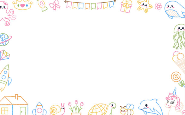 儿童蜡笔绘画背景。手绘儿童涂鸦。具有可爱儿童插画风格的蜡笔、粉笔、涂鸦、铅笔背景。图片下载