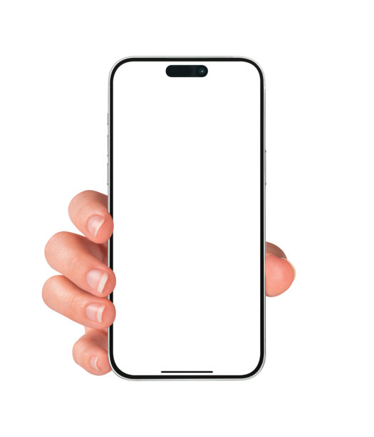 特写一只手展示带有空白屏幕的智能手机，孤立在白色背景上。高分辨率、高质量的影棚拍摄。概念适用于科技、商业、金融、广告、电子商务、在线购物和生活方式主题。图片下载