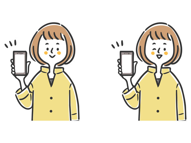 一名女子展示智能手机屏幕，上半身，矢量图图片下载