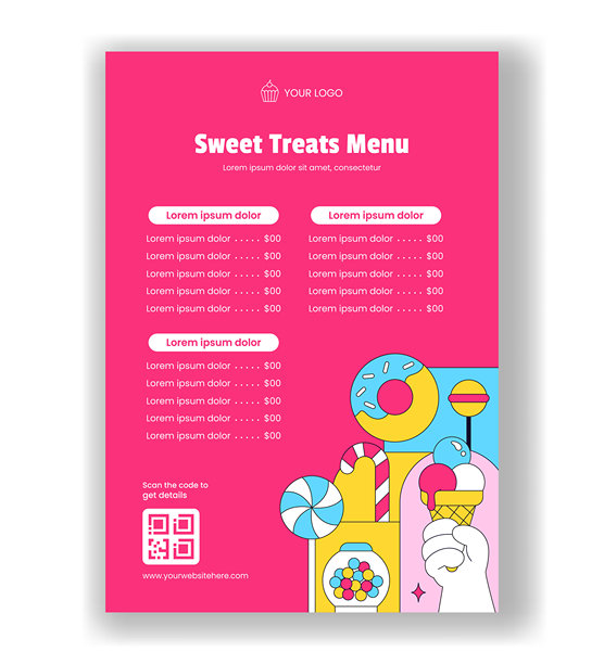 菜单设计 甜品店 平面 卡通 手绘 背景 插画图片下载