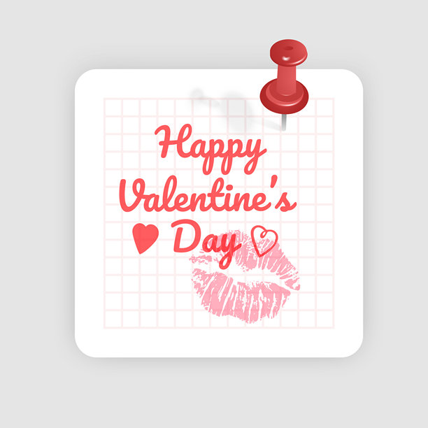 情人节祝福样机，特色为一张撕下的方格笔记本纸，固定在浅灰色背景上，风格简约干净，非常适合浪漫节日贺卡、社交媒体公告和季节性博客标题。可爱的爱情促销传单。图片下载