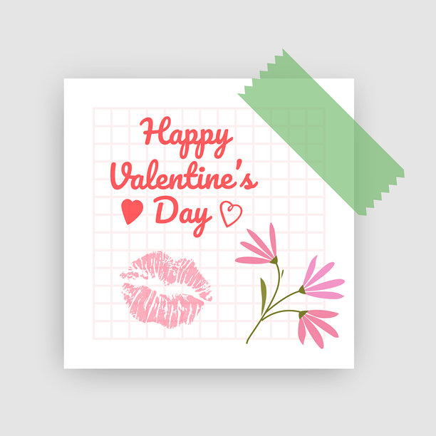 情人节问候样机，以浅灰色背景上撕下的方格笔记本纸为特色，简约干净的审美，非常适合浪漫节日贺卡、社交媒体公告和季节性博客标题。可爱的爱情促销传单。图片下载
