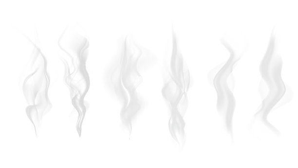 热茶、咖啡或食物冒出的逼真蒸汽或烟雾。免版税素材。图片下载