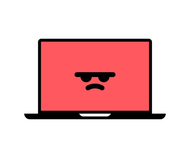 笔记本电脑屏幕上的愤怒表情符号图片下载