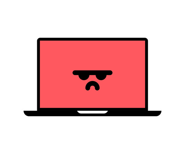笔记本电脑屏幕上的愤怒表情符号图片下载