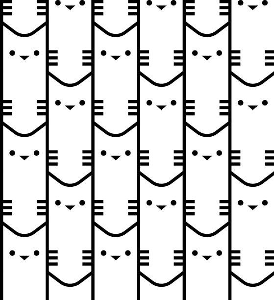 无缝线性猫咪图案。适用于纺织品、面料或宠物店品牌设计的简约矢量背景。图片下载