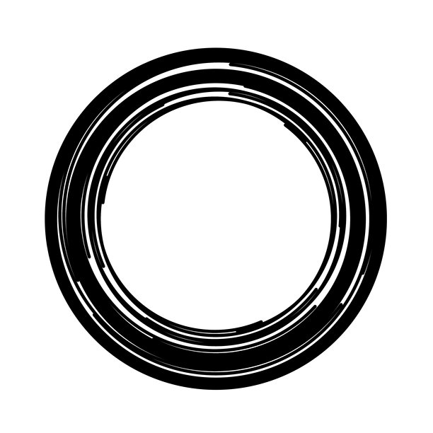 抽象的黑色圆形画笔边框，孤立在白色背景上。现代手绘圆形边框设计，适用于徽标、标签、徽章、海报、品牌、社交媒体模板、包装、印章等。图片下载