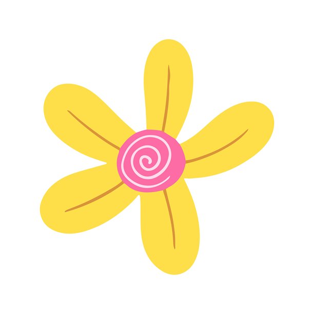 带粉色漩涡的黄色花朵插画图片下载