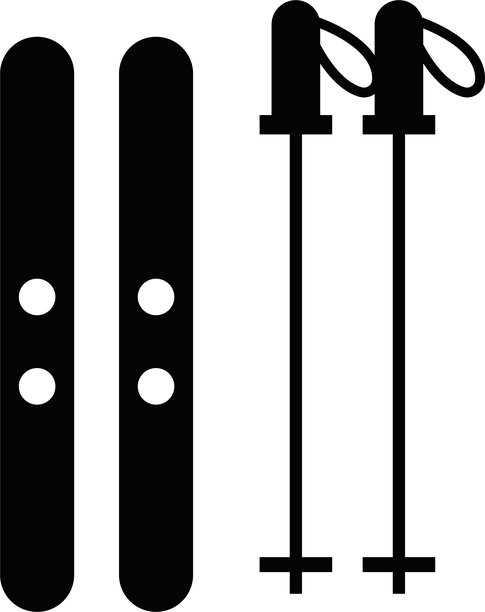 滑雪杖 冬季运动图标，滑雪装备广告配饰元素矢量图，运动器材。用于雪地行走的杆。滑雪胜地。冬季运动会工具。度假。假日休息。图片下载