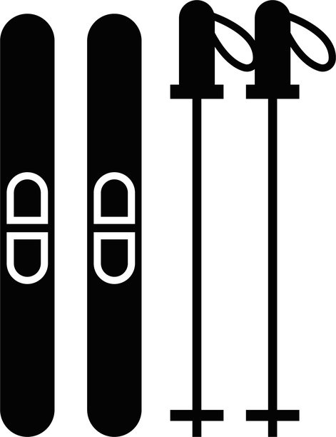 滑雪杖 冬季运动图标，滑雪装备广告配饰元素矢量图，运动器材。用于雪地行走的细长杆。滑雪胜地。冬季运动会工具。假期。节日休息。图片下载