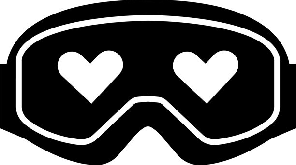 滑雪镜扁平化设计冬季图标，单板滑雪防护眼镜滑雪模板设计元素，透明背景，适用于网站设计、Logo、App、模板、UI、滑雪装备等。图片下载