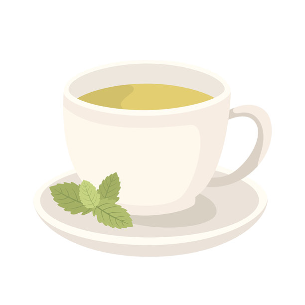 草本茶杯扁平插画图片下载