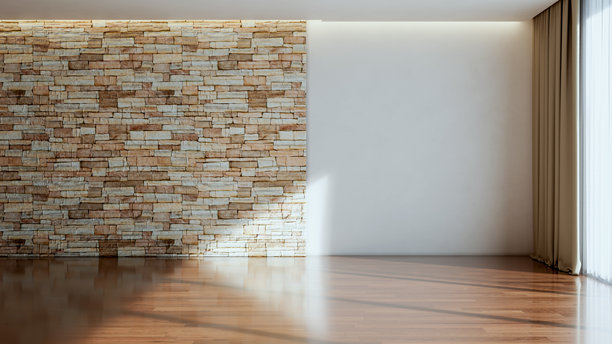 宽敞豪华的现代明亮室内客厅样机插画，3D渲染图图片下载