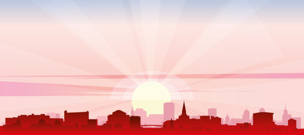 法国南特城市天际线全景海报图片下载