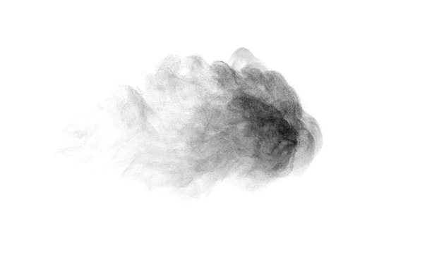 黑色烟雾的抽象插画。该插画具有纹理表面和重叠的烟雾效果，孤立在白色背景上。图片下载