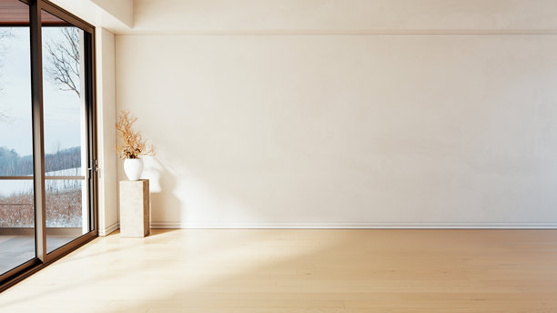 宽敞奢华的现代明亮室内客厅样板图插画，3D渲染图图片下载