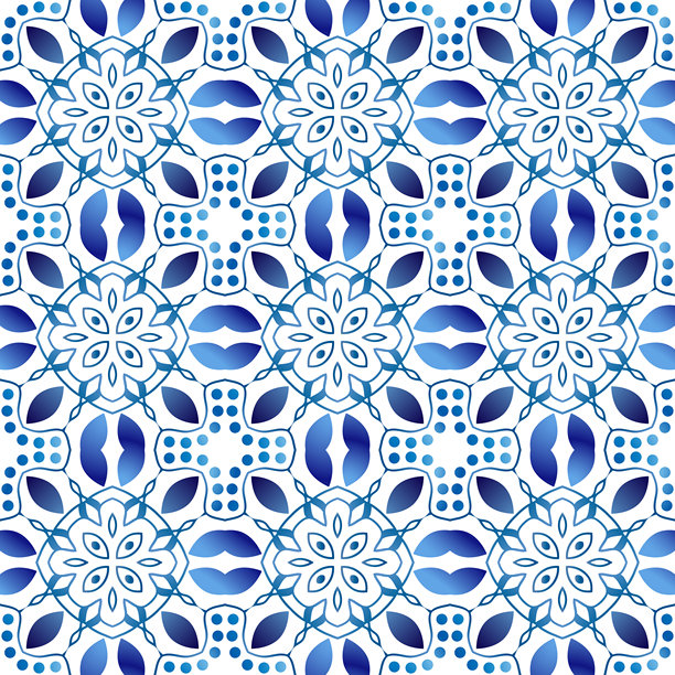 陶瓷瓷砖图案。伊斯兰、印度、阿拉伯风格图案。大马士革无缝图案。民族风波西米亚陶瓷背景。图片下载