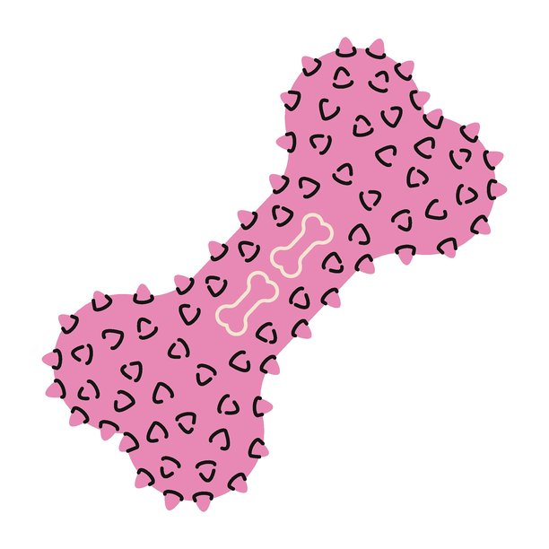 狗狗橡胶骨头。可爱的狗狗啃咬玩具，用于宠物训练和互动游戏的扁平小狗用品，卡通扁平风格的创意彩色宠物配饰。矢量插画图片下载