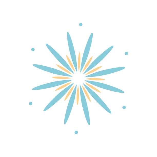 简单的蓝色烟花在白色背景上。矢量手绘插画，适用于您的项目。图片下载