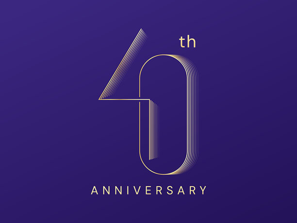 40周年庆典的奢华金色设计，极简数字线条风格的矢量插画。图片下载