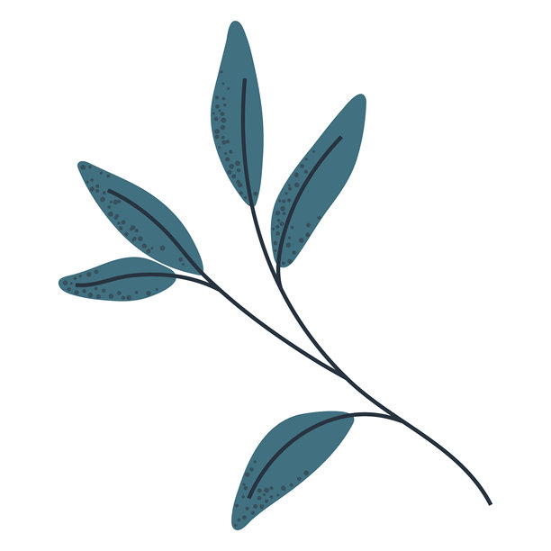 用于自然植物品牌设计的艺术蓝色树枝与叶子图片下载