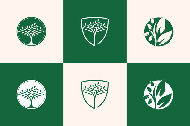 自然树图标设计矢量插画，具有现代元素和创意理念图片下载