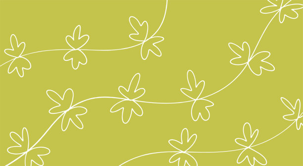 橄榄绿背景上的极简白色叶子线条艺术图案。极简植物插画，有纤细的白色叶子轮廓。现代美学背景，带有优雅的手绘叶子。图片下载