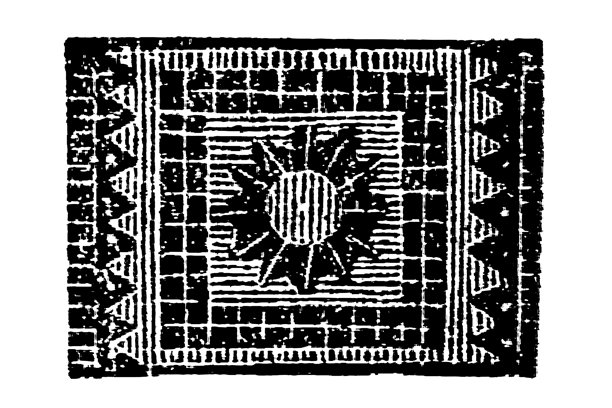 马赛克，“Mosaïque”，由小瓷砖或镶嵌片组成的经典装饰图案，几何或具象设计，老式复古插画，1897年。图片下载