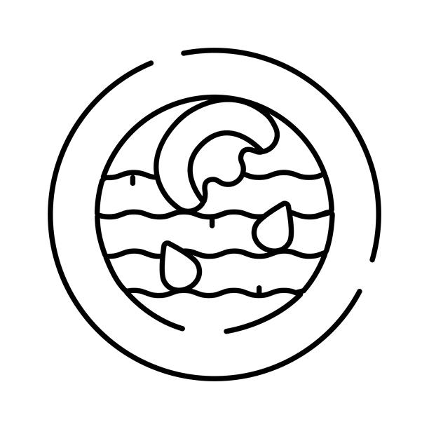 圆圈图标中的海浪和水滴图片下载
