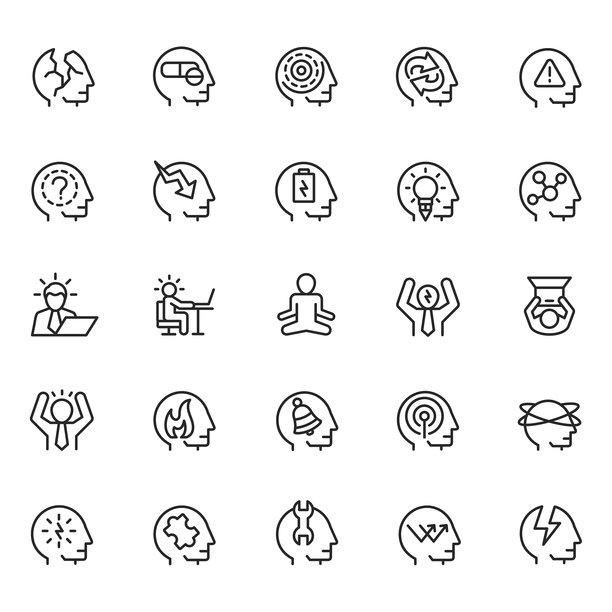 压力和抑郁图标集图片下载