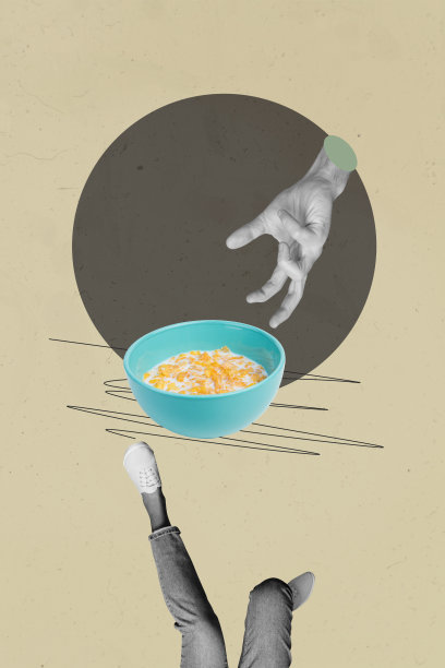 竖幅照片趋势图片拼贴：手持麦片碗、牛奶、早餐、营养、女性、男性、腿、鞋子、无身体、碳水化合物图片下载
