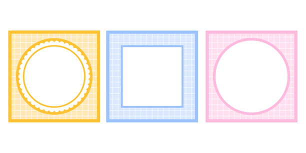 可爱的花边情人节框架模板，带有可爱的边框套装。矢量方形时尚蝴蝶结笔记本，适用于风格日简。复古可爱丝带照片设计框架。图片下载