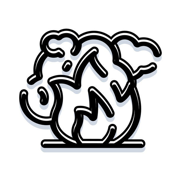 带深色阴影的火焰和烟雾图标图片下载